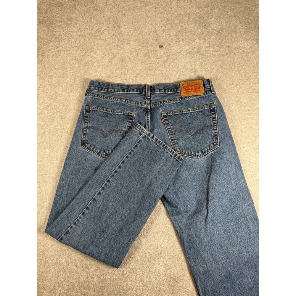 Levis 505 Men 36x30‎ Blue Medium Wash Straight Fit Denim Classic Dad Jeans Work